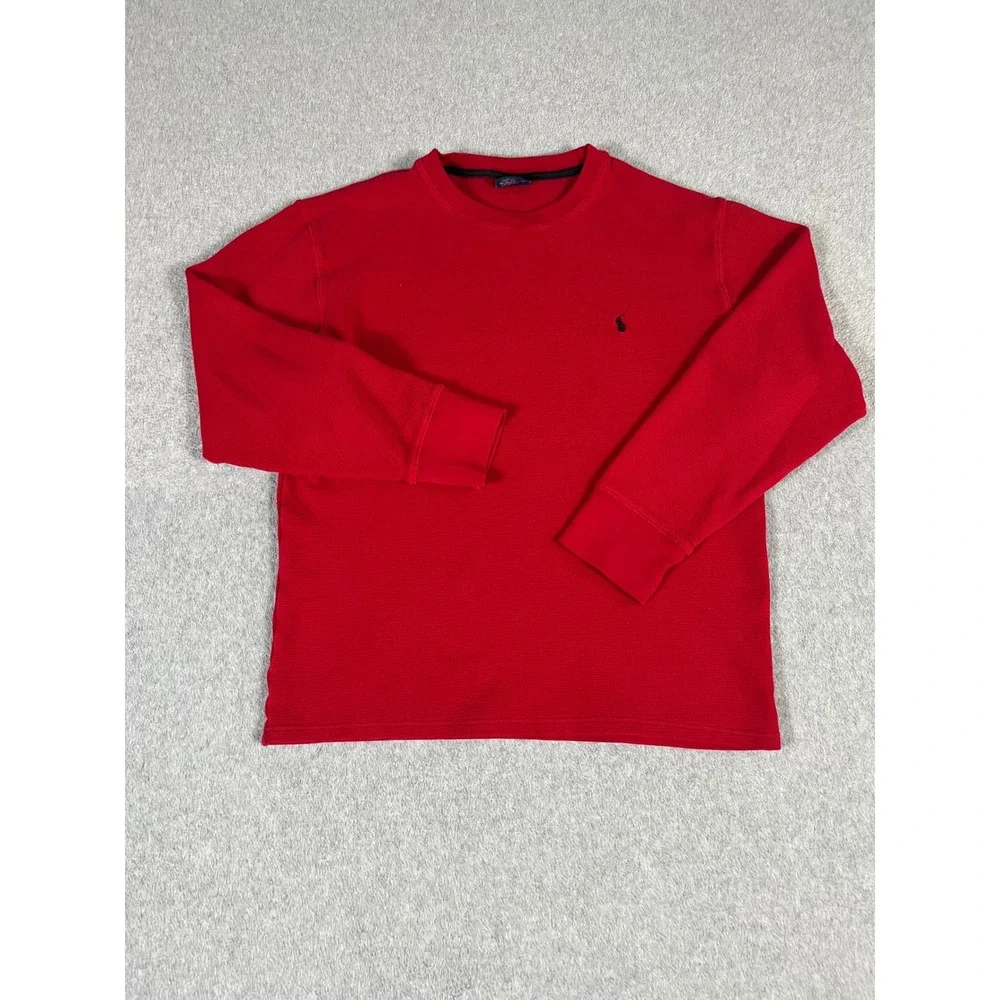 Polo Ralph Lauren Mens 2 Pack Thermal Waffle Knit Sleepwear Shirts Black Red L